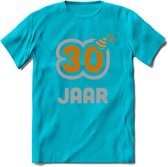 30 Jaar Feest T-Shirt | Goud - Zilver | Grappig Verjaardag Cadeau Shirt | Dames - Heren - Unisex | Tshirt Kleding Kado | - Blauw - M