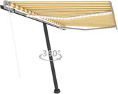 Decoways - Luifel automatisch met LED en windsensor 350x250 cm geel en wit