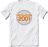 2001 Limited Edition Ring T-Shirt | Zilver - Goud | Grappig Verjaardag en Feest Cadeau Shirt | Dames - Heren - Unisex | Tshirt Kleding Kado | - Wit - M