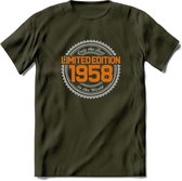 1958 Limited Edition Ring T-Shirt | Zilver - Goud | Grappig Verjaardag en Feest Cadeau Shirt | Dames - Heren - Unisex | Tshirt Kleding Kado | - Leger Groen - M