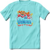 ove Has No Gender | Pride T-Shirt | Grappig LHBTIQ+ / LGBTQ / Gay / Homo / Lesbi Cadeau Shirt | Dames - Heren - Unisex | Tshirt Kleding Kado | - Licht Blauw - XL