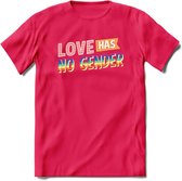 Love Has No Gender | Pride T-Shirt | Grappig LHBTIQ+ / LGBTQ / Gay / Homo / Lesbi Cadeau Shirt | Dames - Heren - Unisex | Tshirt Kleding Kado | - Roze - XXL