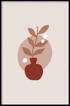 Walljar - Abstract Leaf in Pot - Muurdecoratie - Poster met lijst