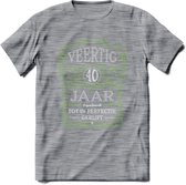 40 Jaar Legendarisch Gerijpt T-Shirt | Groen - Grijs | Grappig Verjaardag en Feest Cadeau Shirt | Dames - Heren - Unisex | Tshirt Kleding Kado | - Donker Grijs - Gemaleerd - M
