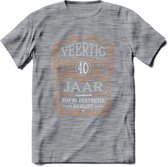 40 Jaar Legendarisch Gerijpt T-Shirt | Oranje - Grijs | Grappig Verjaardag en Feest Cadeau Shirt | Dames - Heren - Unisex | Tshirt Kleding Kado | - Donker Grijs - Gemaleerd - S