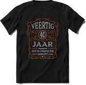 40 Jaar Legendarisch Gerijpt T-Shirt | Oranje - Grijs | Grappig Verjaardag en Feest Cadeau Shirt | Dames - Heren - Unisex | Tshirt Kleding Kado | - Zwart - XXL