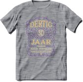 30 Jaar Legendarisch Gerijpt T-Shirt | Paars - Ivoor | Grappig Verjaardag en Feest Cadeau Shirt | Dames - Heren - Unisex | Tshirt Kleding Kado | - Donker Grijs - Gemaleerd - L