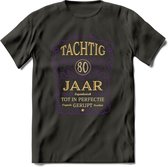 80 Jaar Legendarisch Gerijpt T-Shirt | Paars - Ivoor | Grappig Verjaardag en Feest Cadeau Shirt | Dames - Heren - Unisex | Tshirt Kleding Kado | - Donker Grijs - L