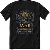 70 Jaar Legendarisch Gerijpt T-Shirt | Sky Blue - Ivoor | Grappig Verjaardag en Feest Cadeau Shirt | Dames - Heren - Unisex | Tshirt Kleding Kado | - Zwart - L