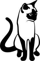 Zittende Siamese kat -- Wall Art by Cutting Edge Design - Muurdecoratie Living Keuken Woonkamer Hout Zwart Wand Kader Muur Interieur Bureau Art Abstract Animal Dier Kat Poes Cadeau