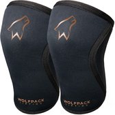 Wolfpack Lifting - Knee Sleeves - Knie Brace - Fitness - Krachttraining - Squatten - Maat L - Zwart/Bruin - 2 stuks