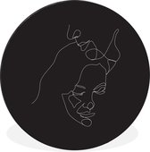 Illustration couple câlins sur fond noir Cercle mural aluminium ⌀ 90 cm - Tirage photo sur cercle mural / cercle vivant / cercle de jardin (décoration murale)