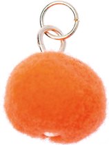 Pompon voor sieraden of decoratie 12mm Neon Orange met zilverkleurig oog