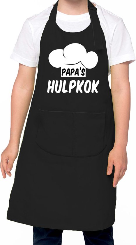 Tablier de cuisine assistant cuisinier de papa noir pour garçons et filles - Tablier de cuisine enfants / tablier pour enfants