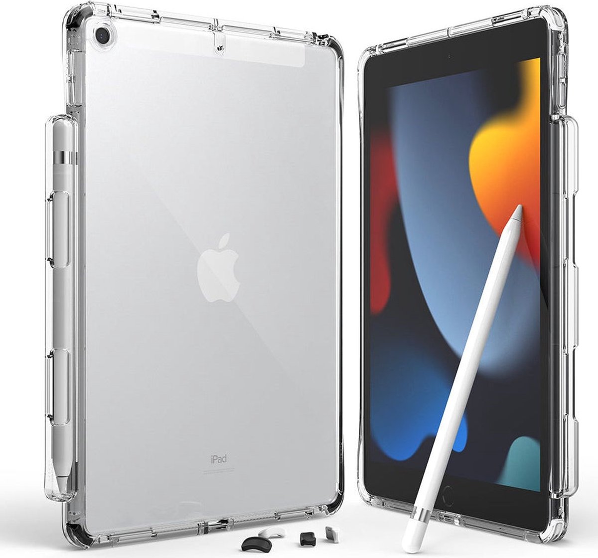 Ringke Fusion+ Apple iPad 10.2 (2019/2020/2021) Hoes Schokbestendig Transparant + Bumpers Wit/Zwart