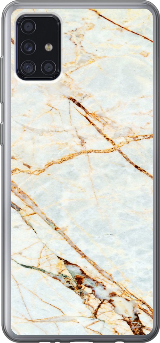 Telefoonhoesje Geschikt voor Samsung Galaxy A52 5G hoesje - Marmer print - Goud - Luxe - Siliconen Telefoonhoesje Telefoonhoesje - Verjaardag cadeau tiener