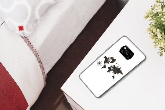 Coque Xiaomi Poco X3 Pro - Wereldkaart - Or - Zwart - Rose des Vents - Siliconen