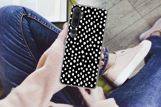 Xiaomi Mi Note 10 Pro - Pois - Zwart - Wit - Coque de téléphone en Siliconen