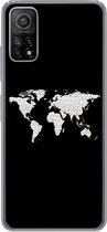 Geschikt voor Xiaomi Mi 10T 5G hoesje - Wereldkaart - Patronen - Zwart - Siliconen Telefoonhoesje