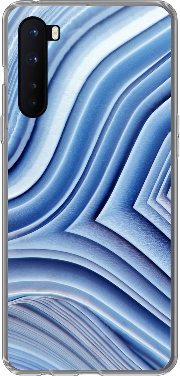 Telefoonhoesje Geschikt voor OnePlus Nord hoesje - Natuurstenen - Patroon - Blauw - Siliconen Telefoonhoesje Telefoonhoesje