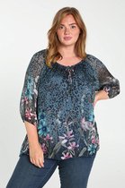 Paprika Dames Blouse in zijde met bloemenprint - Outdoorblouse - Maat 52