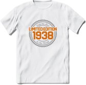 1938 Limited Edition Ring T-Shirt | Zilver - Goud | Grappig Verjaardag en Feest Cadeau Shirt | Dames - Heren - Unisex | Tshirt Kleding Kado | - Wit - S