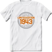 1943 Limited Edition Ring T-Shirt | Zilver - Goud | Grappig Verjaardag en Feest Cadeau Shirt | Dames - Heren - Unisex | Tshirt Kleding Kado | - Wit - XXL