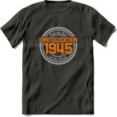 1945 Limited Edition Ring T-Shirt | Zilver - Goud | Grappig Verjaardag en Feest Cadeau Shirt | Dames - Heren - Unisex | Tshirt Kleding Kado | - Donker Grijs - XXL