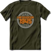 1945 Limited Edition Ring T-Shirt | Zilver - Goud | Grappig Verjaardag en Feest Cadeau Shirt | Dames - Heren - Unisex | Tshirt Kleding Kado | - Leger Groen - S