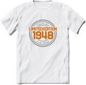 1948 Limited Edition Ring T-Shirt | Zilver - Goud | Grappig Verjaardag en Feest Cadeau Shirt | Dames - Heren - Unisex | Tshirt Kleding Kado | - Wit - XXL