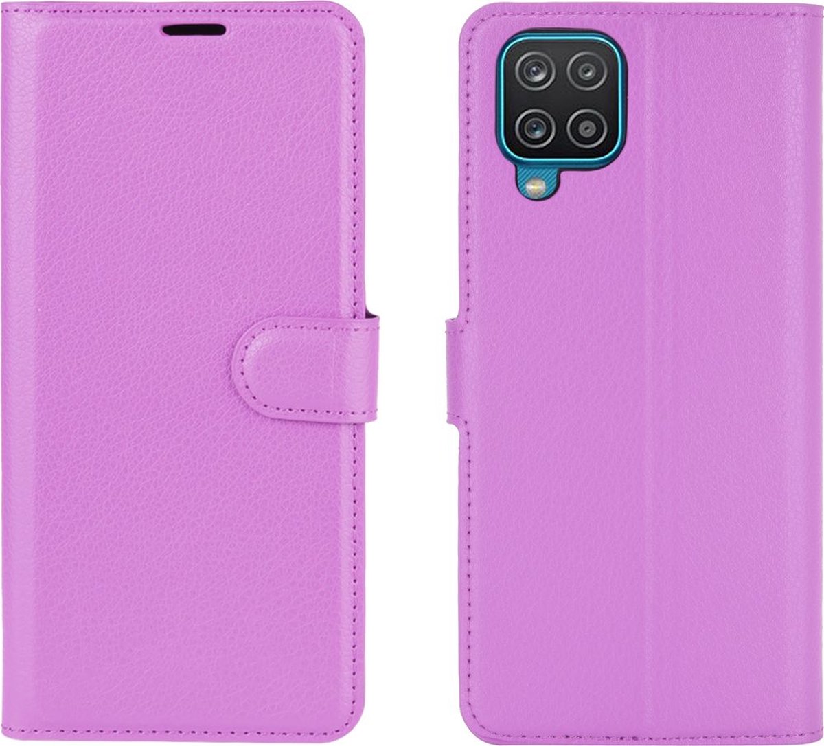 Mobigear Telefoonhoesje geschikt voor Samsung Galaxy A12 Hoesje | Mobigear Classic Bookcase Portemonnee | Pasjeshouder voor 3 Pasjes | Telefoonhoesje voor Pinpas / OV Kaart / Rijbewijs - Paars