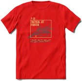 F-15 Vliegtuig T-Shirt | Unisex leger Kleding | Dames - Heren Straaljager shirt | Army F16 | Grappig bouwpakket Cadeau | - Rood - XXL