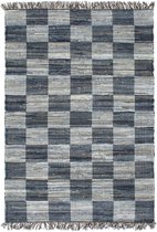 vidaXL Vloerkleed chindi handgeweven 160x230 cm denim blauw