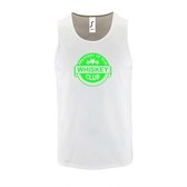 Witte Tanktop sportshirt met "Member of the Whiskey club" Print Neon Groen Size L