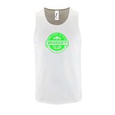 Witte Tanktop sportshirt met "Member of the Whiskey club" Print Neon Groen Size M