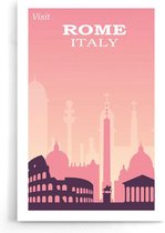 Walljar - Rome Roze Skyline - Muurdecoratie - Poster