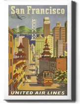 Walljar - San Fransisco United Air Lines - Muurdecoratie - Canvas schilderij