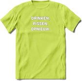 Drinken Pissen Opnieuw Bier T-Shirt | Unisex Kleding | Dames - Heren Feest shirt | Drank | Grappig Verjaardag Cadeau tekst | - Groen - S