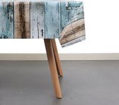 Raved Tafelzeil Steigerhout  140 cm x  250 cm - Blauw - PVC - Afwasbaar