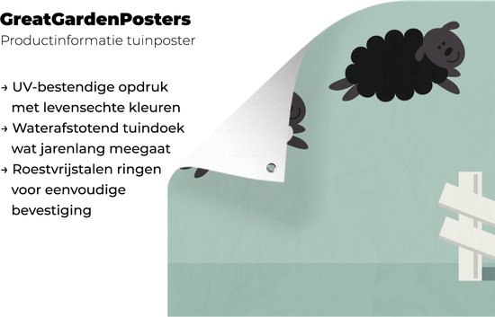 Affiche de clôture mouton sautant - 200x100 cm - Toile de jardin