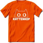 Kattenkop - Katten T-Shirt Kleding Cadeau | Dames - Heren - Unisex | Kat / Dieren shirt | Grappig Verjaardag kado | Tshirt Met Print | - Oranje - XXL