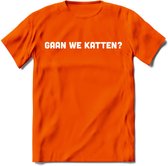 Gaan We Katten? - Katten T-Shirt Kleding Cadeau | Dames - Heren - Unisex | Kat / Dieren shirt | Grappig Verjaardag kado | Tshirt Met Print | - Oranje - L