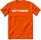 Kattenkop - Katten T-Shirt Kleding Cadeau | Dames - Heren - Unisex | Kat / Dieren shirt | Grappig Verjaardag kado | Tshirt Met Print | - Oranje - XXL