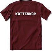 Kattenkop - Katten T-Shirt Kleding Cadeau | Dames - Heren - Unisex | Kat / Dieren shirt | Grappig Verjaardag kado | Tshirt Met Print | - Burgundy - L