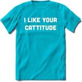 I Like You Cattitude - Katten T-Shirt Kleding Cadeau | Dames - Heren - Unisex | Kat / Dieren shirt | Grappig Verjaardag kado | Tshirt Met Print | - Blauw - XXL
