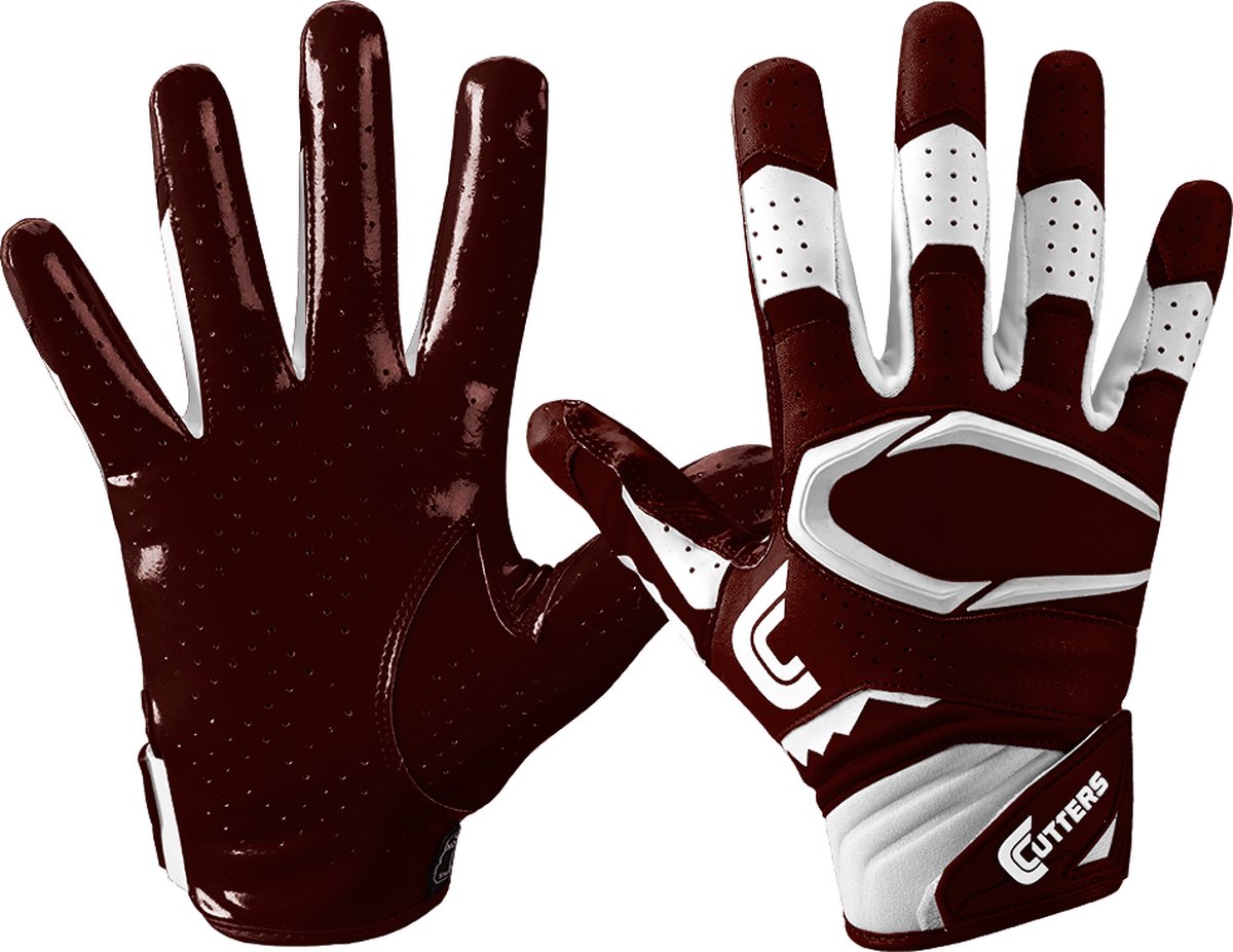 Cutters | American Football | S451 Receiver Handschoenen | Volwassenen | Maroon | X-Large