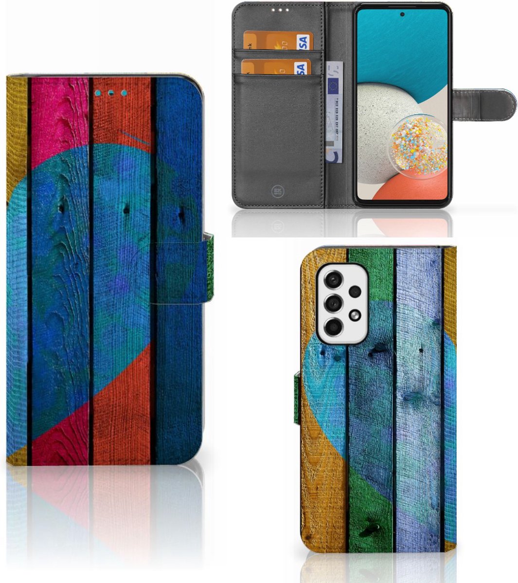 Samsung Galaxy A53 Book Style Case Wood Heart - Cadeau voor je Vriend