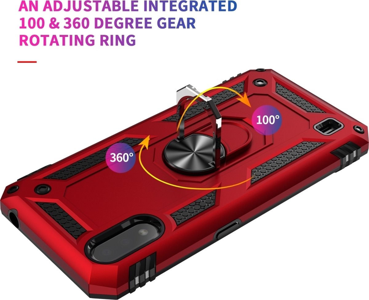 Mobigear Hoesje geschikt voor Samsung Galaxy A01 Telefoonhoesje Hardcase | Mobigear Armor Ring Backcover Shockproof met Ringhouder | Schokbestendig Galaxy A01 Telefoonhoesje | Anti Shock Proof - Groen
