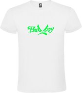 Wit  T shirt met  "Bad Boys" print Neon Groen size XXL