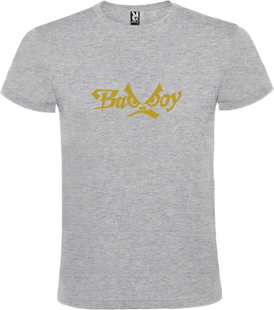 Grijs  T shirt met  "Bad Boys" print Goud size XXL